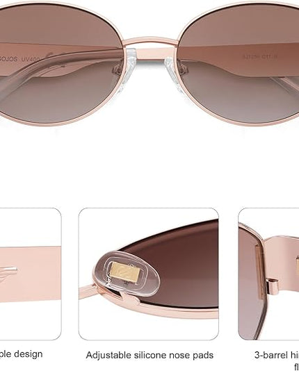 SOJOS Retro Oval Sunglasses for Women Trendy Classic Shades UV400 Protection SJ1256