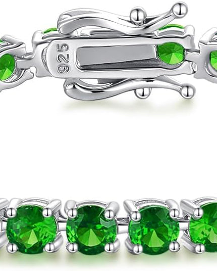 FANCIME Birthstone Bracelet Sterling Silver Gemstone Tennis Bracelets Fine Jewelry Wedding Bridal Prom Birthday Gift for Women Her, Length 7.2 Inch Width 4mm