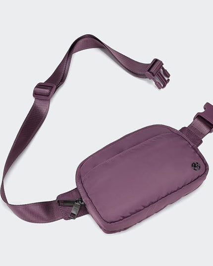 Pander Everywhere Belt Bag for Women, 5 Zipper Pockets Nylon Crossbody Fanny Pack Purse (Purple Lavender)