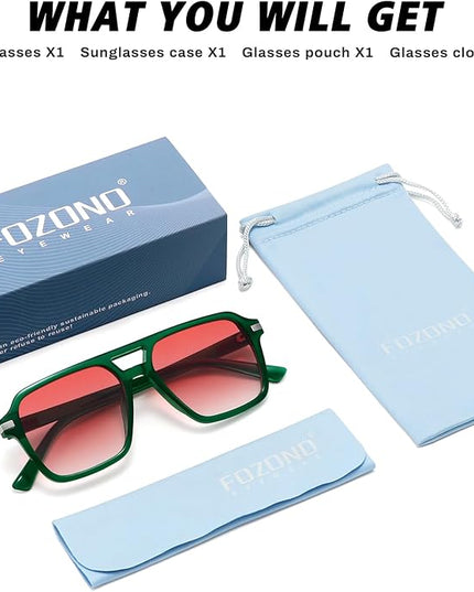 Retro Aviator Sunglasses for Women Men Trendy Classic Square 70s 80s 90s Vintage Shades Double Bridge Aviators FZN813