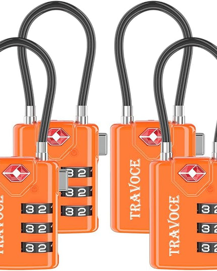TSA Approved Luggage Locks, Travel Locks Which Also Work Great as Gym Locks, Toolbox Lock, Backpack and More, Orange 4 Pack