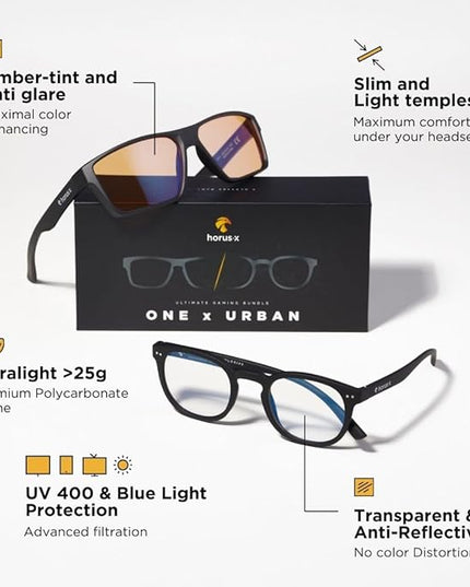 Horus X • Blue Light Glasses Men Women | Blue Light Blocking Glasses for Screen Anti-Fatigue Eye Migraine | Gaming Glasses V3