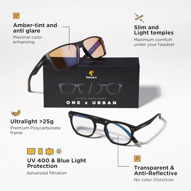 Horus X • Blue Light Glasses Men Women | Blue Light Blocking Glasses for Screen Anti-Fatigue Eye Migraine | Gaming Glasses V3