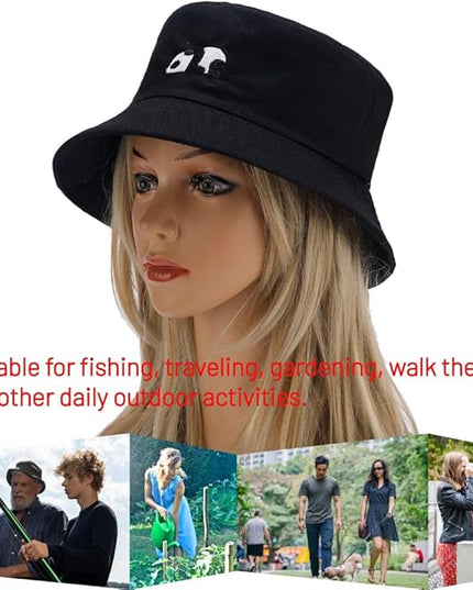Cotton Bucket Hat for Women Men Summer Travel Sun Beach Bucket Cap, Unisex Outdoor Fisherman Hat