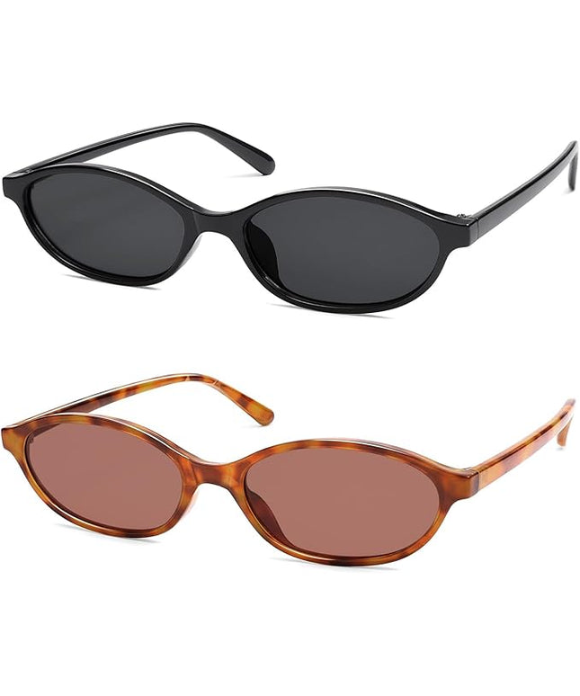 Retro Oval Cat Eye Sunglasses for Women Y2k Trendy Narrow Sunnies Designer Sun Glasses AR82253