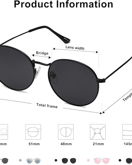 SOJOS Small Round Polarized Sunglasses for Women Men Classic Vintage Retro Shades UV400 SJ1014