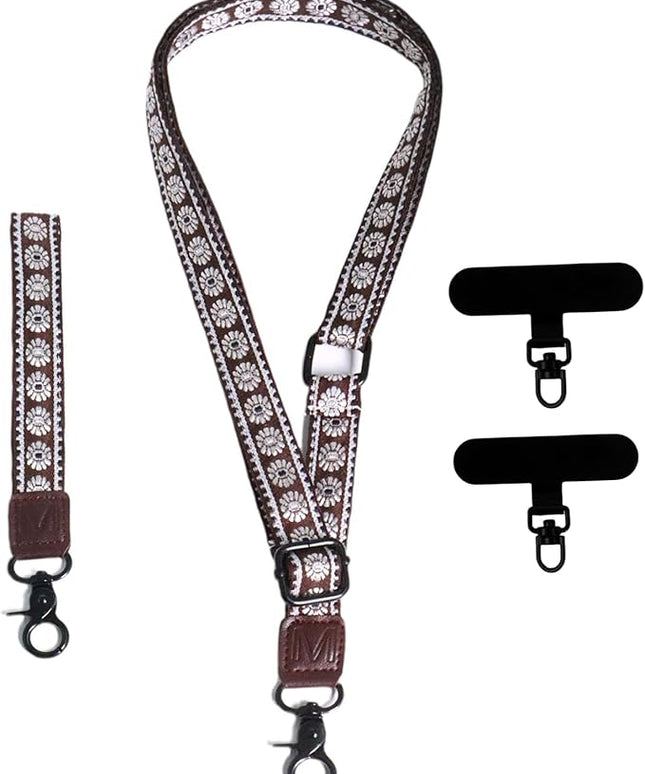 Adjustable Lanyard for Phone, Camera, Name Tags, ID card, Keychain and Wristlet Straps with 2 phone pads(Black)