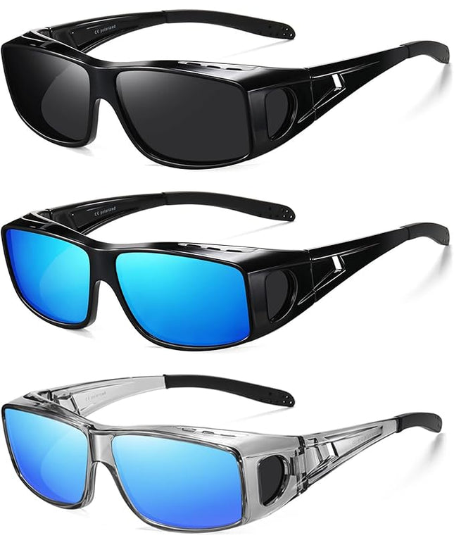 Wzerry Sunglasses Fit Over Glasses Polarized for Men Women, Wrap-Around Glasses UV400 Protection for Driving and Outdoor