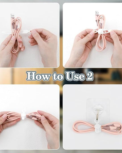 12Pcs White Silicone Cord Strap, Silicone Cable Ties, Reusable Cable Ties Management Organizer, Multipurpose Elastic Cord Organizer for Bundling and Fastening Cable