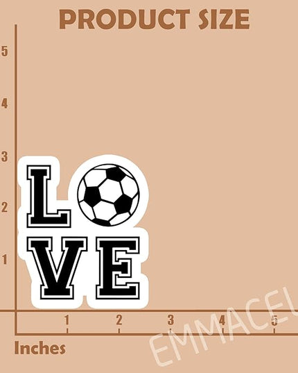 Love Soccer Stickers – Waterproof Vinyl Decals for Tumblers, Laptops, Water Bottles, Phones, Scrapbooks – Cute Soccer Design for Players, Fans, and Teams – 3" x 2.6" (3PCS).