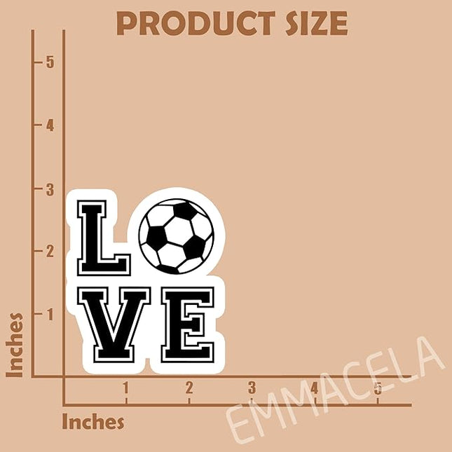 Love Soccer Stickers – Waterproof Vinyl Decals for Tumblers, Laptops, Water Bottles, Phones, Scrapbooks – Cute Soccer Design for Players, Fans, and Teams – 3" x 2.6" (3PCS).