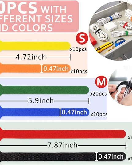 80pcs Cable Ties Reusable Multicolor Wire Ties Cable Management Cord Ties Reusable for Electronics Hook and Loop Cable Ties for Computer 4 6 8 Inch with 6 Colors