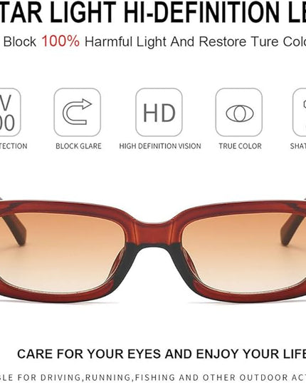 Dollger Rectangle Sunglasses for Women Men Trendy Retro Fashion Sunglasses UV 400 Protection Square Fram