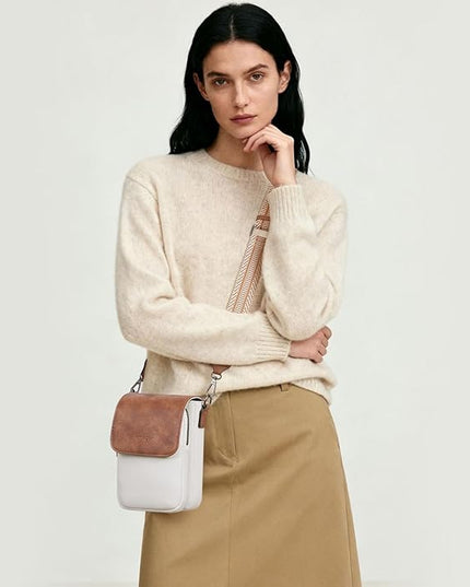 POIUGOYA Small Crossbody Bags for Women Trendy,Leather Triple Compartment Cell Phone Crossbody Wallet Purses with Card Slots