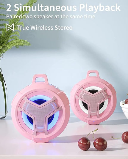 EBODA Bluetooth Shower Speaker, IP67 Waterproof Portable Wireless Small Speakers, Floating, 24H Playtime for Home, Beach, Pool, Kayak, Hiking, Boat Accessories, Gifts for Women, Girls - Pink