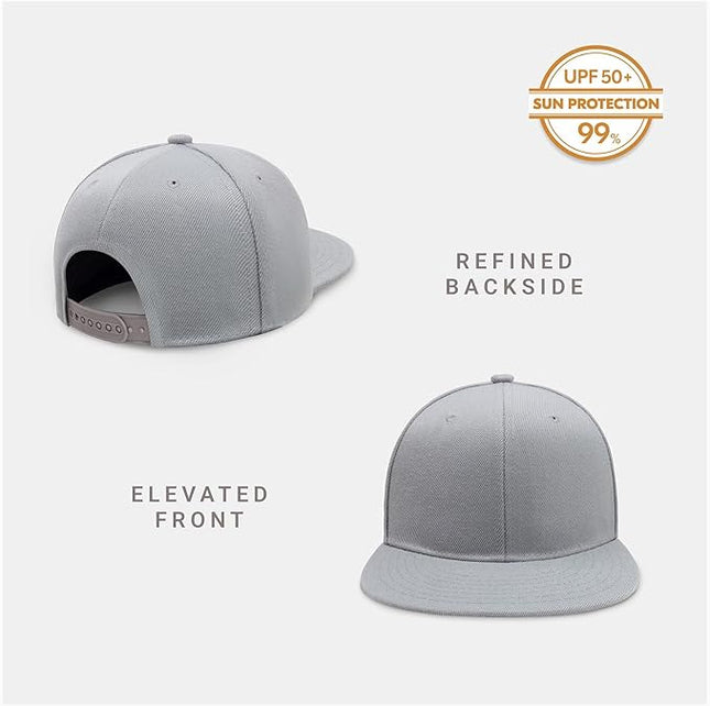 CHOK.LIDS Flat Bill Visor Classic Snapback Hat Blank Adjustable Brim High Top End Trendy Color Style Plain Tone Baseball Cap