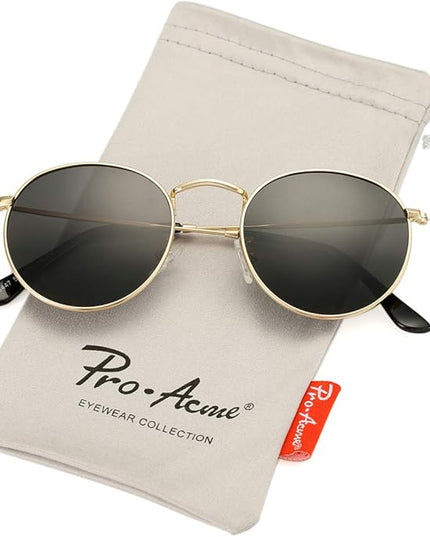 Pro Acme Small Round Metal Polarized Sunglasses for Women Retro Designer Style