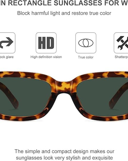 JASPIN Rectangle Sunglasses for Women Men Trendy Y2k Retro 90s Sun Glasses UV Protection Cool Square Frame