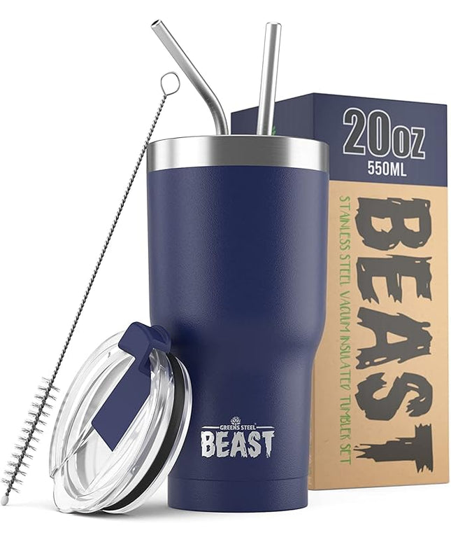 Beast 20 oz Tumbler Stainless Steel Vacuum Insulated Coffee Ice Cup Double Wall Travel Flask (Royal Blue)
