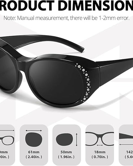Myiaur Polarized Fit Over Glasses Sunglasses for Women Men, Over Sunglasses with UV400 Protection Anti Glare for Driving