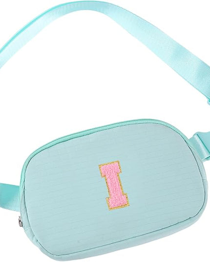 Glratn Initial Letter Fanny Pack for Girls,Patch Belt Bag,Toddler Crossbody Bags，Gifts for 3 4 5 6 7 8 9 10 11 12 Year Old Teens Kids,Christmas Graduation Gifts for Teen Girls ，(Light green-I)