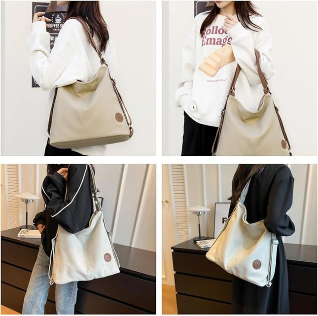 Multi Ways Convertible Canvas Shoulder Bag Tote Purse Backpack Crossbody Bags for Women Trendy Vintage Small Travel