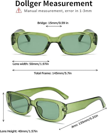 Dollger Rectangle Sunglasses for Women Men Trendy Retro Fashion Sunglasses UV 400 Protection Square Fram