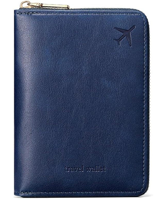 Passport Holder for Travel Women and Men RFID Passport Holder with Card Slots Holder Passport Case Passport cover Passport Wallet Travel Essentials and Accessories (Short Zipper, SZ-Navy)