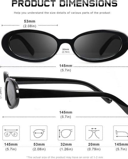 DANAMY Sunglasses Womens Retro Oval Sunglasses for Women Men Fashion Small Oval Sun Glasses 90s Vintage Driving Shades