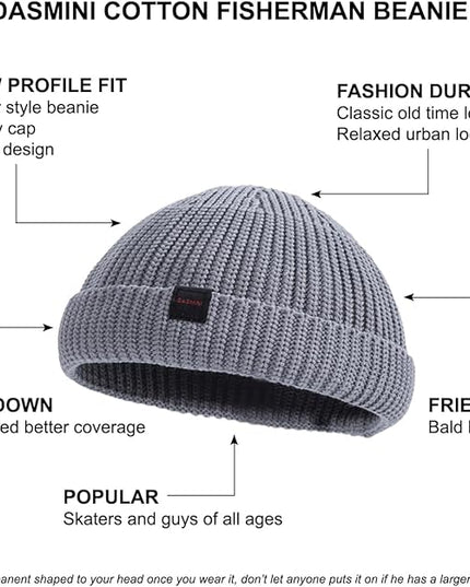 2 Pack Fisherman Beanie Hats for Men Women,Knit Trawler Skull Cap,Watch Cap,Spring Fall Winter Warm Short Hats