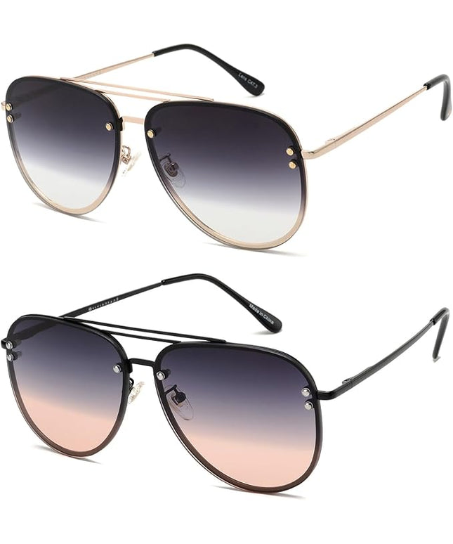 Trendy Oversized Aviator Sunglasses Womens, Retro Cute Big Shades Women's Fashion Sun Glasses UV Protection VF2203
