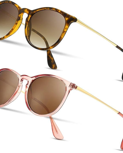 SUNGAIT Premium Vintage Round Sunglasses for Women Men Classic Retro Trendy Style
