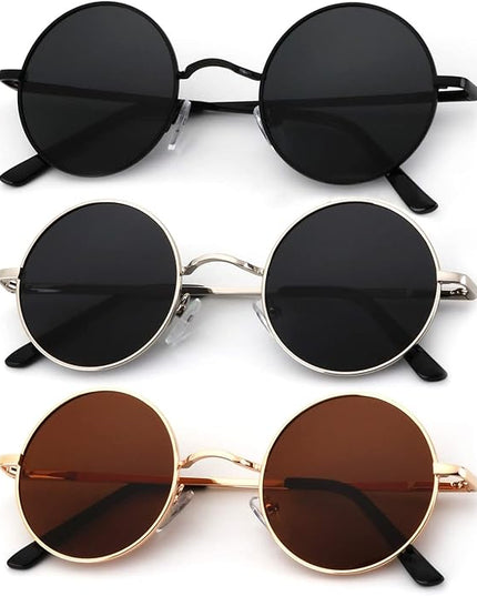 KALIYADI Round Polarized Sunglasses for Men Women Retro Metal Hippie Circle Style Sun Glasses UV Protection