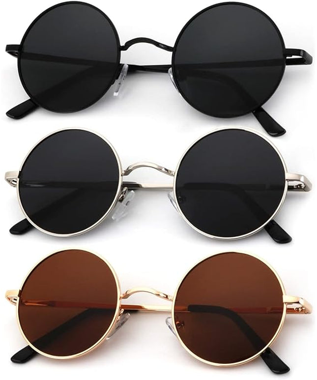 KALIYADI Round Polarized Sunglasses for Men Women Retro Metal Hippie Circle Style Sun Glasses UV Protection