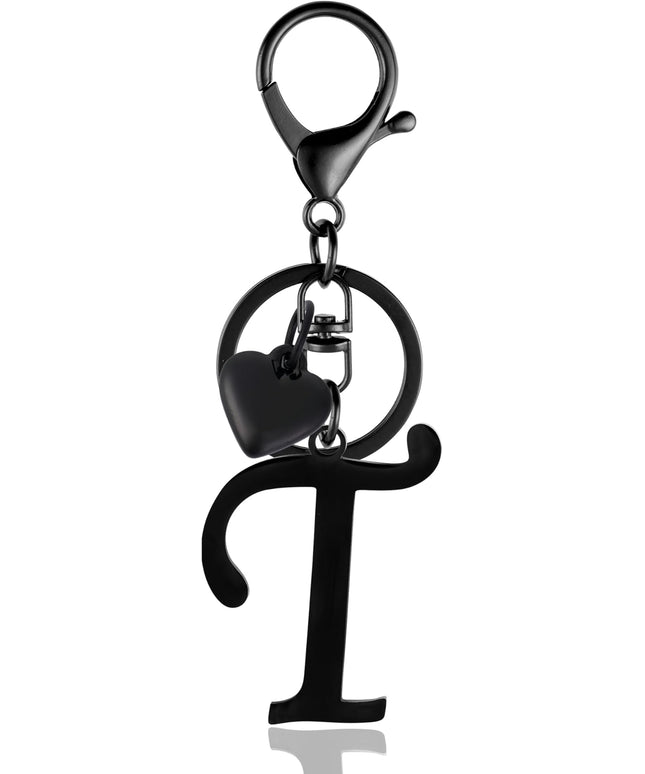 A-Z Heart Initial Letter Keychain, Stainless Steel Alphabet Charm for Handbags, Gift for Women and Girls