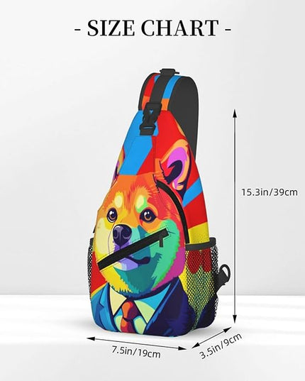 Animal Face Sling Bag Crossbody Bags Chest Bag Backpack for Travel Running and Hiking for Men Women Colorful Dog 2