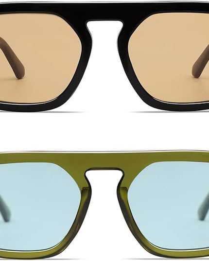 VANLINKER Oversized Retro Square Aviator Sunglasses for Women Men 70s Vintage Style Trendy Big Flat Top Sun Glasses VL9826