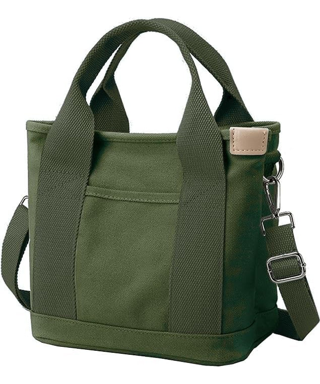Small Tote Bag with Zipper, 2024 Canvas Multi-Pocket Crossbody Bag Shoulder Bag Satchel Hobo Bag Messenger Bag