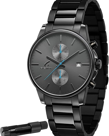 Stylish Stainless Steel Chronograph Watches for Men with a Hefty, Solid-Build Feel — Waterproof Quartz Mens Watches with Auto Date & Second Subdials, Valentines Day Gifts for Him, Boyfriend, Husband, Dad