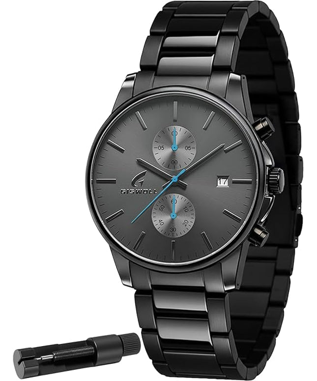 Stylish Stainless Steel Chronograph Watches for Men with a Hefty, Solid-Build Feel — Waterproof Quartz Mens Watches with Auto Date & Second Subdials, Valentines Day Gifts for Him, Boyfriend, Husband, Dad
