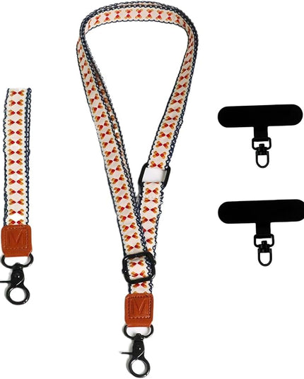 Adjustable Lanyard for Phone, Camera, Name Tags, ID card, Keychain and Wristlet Straps with 2 phone pads(Black)