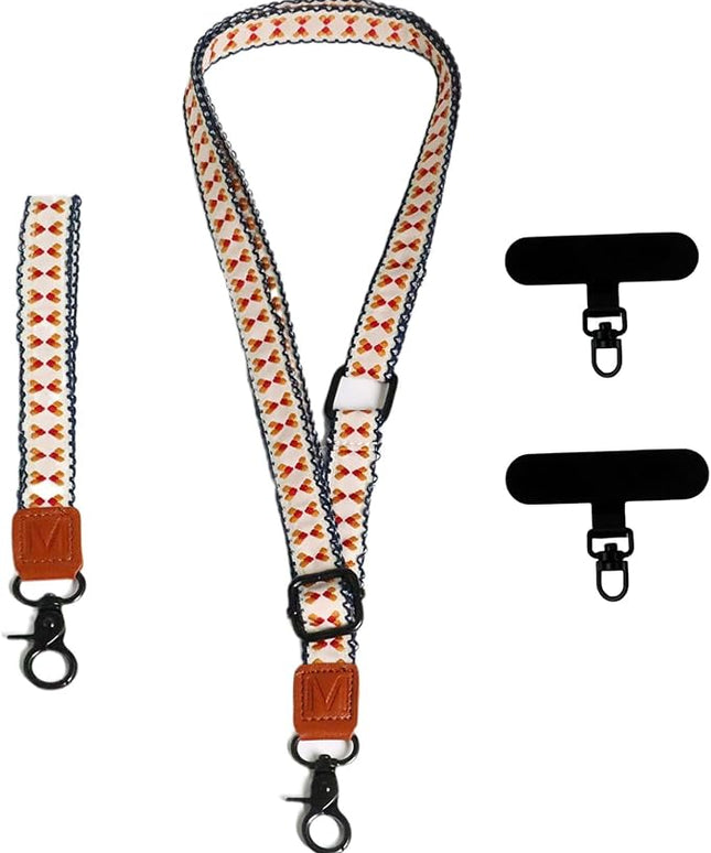 Adjustable Lanyard for Phone, Camera, Name Tags, ID card, Keychain and Wristlet Straps with 2 phone pads(Black)
