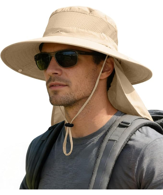 ZOORON Sun Hats for Men Women Fishing Hat with Neck Flap,UPF 50+ Sun Hat Waterproof Wide Brim Bucket Hats for Safari Hiking