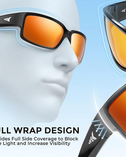 KastKing Skidaway Polarized Sport Sunglasses for Men and Women,Ideal for Driving Fishing Cycling and Running,UV Protection