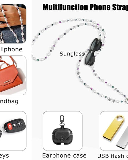Phone Crossbody Strap, 2in1 Wrist Charm&Shoulder Lanyard,3Ways Usage Free to Assembly and Disassembly Phone Strap with Tether Patches for Most Phones Bag Purse (R)