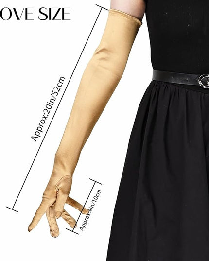THARAHT Women Long Gloves with Satin Elbow Length for 1920s Opera Tea Party Costumes Bridal Evening Dress