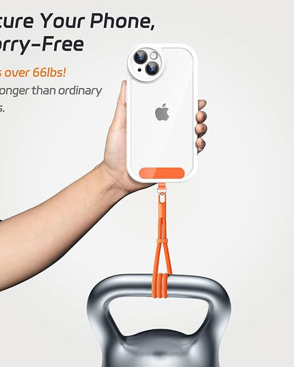 2 Pack Phone Lanyard,2×Hand Wrist Strap,4×Tether Tabs,Universal Cell Phone Multifuctional Patch Polyester Lanyards,Cell Phone Hand Strap for Women and Men(purple+orange)