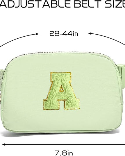 Gitus Gifts for 8 9 10 11 12 Year Old Girls Belt Bag Fanny Pack Crossbody Bags with Initial Letter Patch Cute Stuff Birthday Gifts for Teen Girls Women Personalized Trend Stuff (Light Green-A)