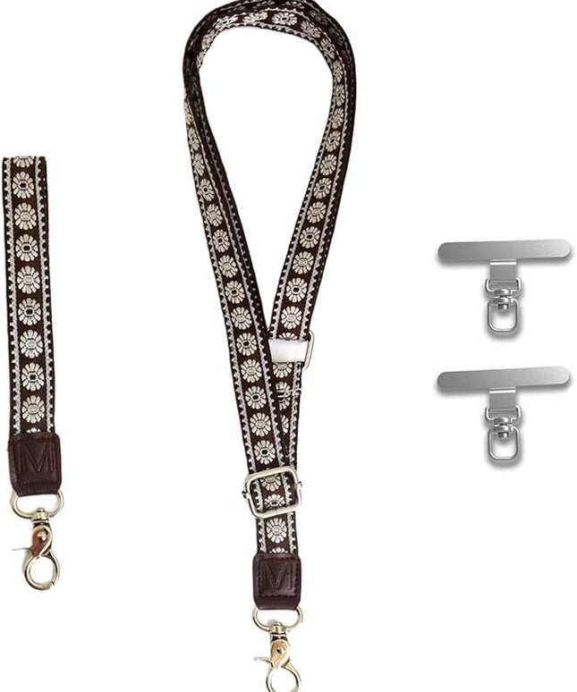LEMEDE Wrist Keychain and Adjustable Phone Lanyard, Silver Hook Phone Crossbody Strap with 360° Rotating Phone Pads