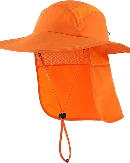 Home Prefer UPF 50+ Mens Wide Brim Fishing Hat with Neck Flap Sun Hat for Men Women Sun Protection Cap